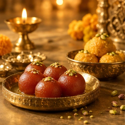 Indian sweets presented as a festive gift